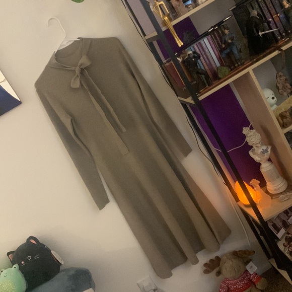 MOTF Premium Wool Mix Neck Tie Sweater Dress - Picture 7 of 10